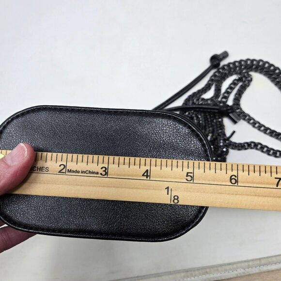 Aldo Mackie Black Faux Leather Bucket Bag Rhinestone Fringe Festival Party - Picture 7 of 13